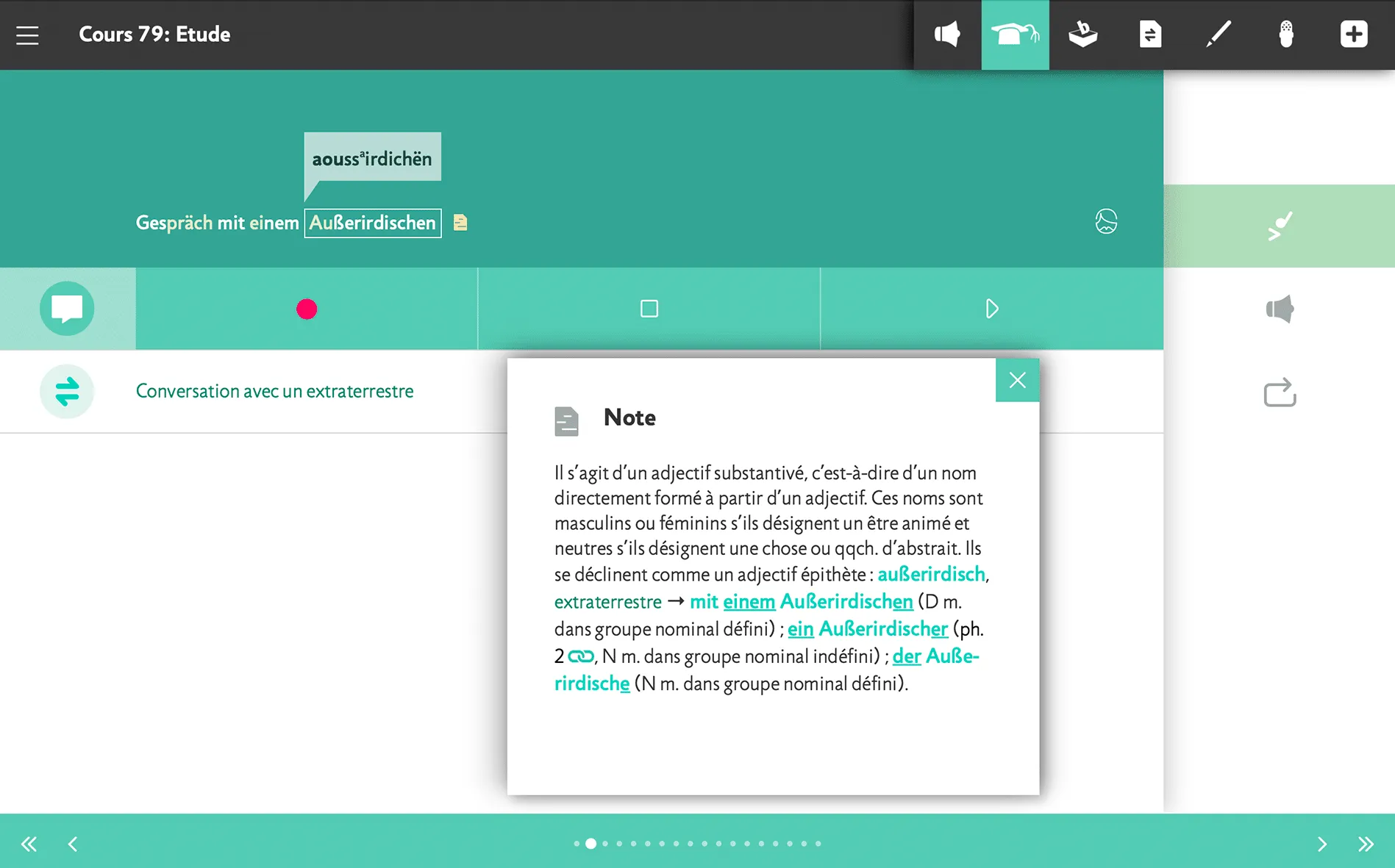 The Assimil app on an Android tablet, first digital generation